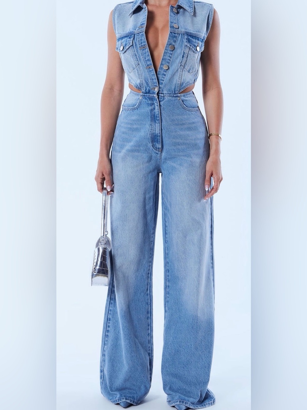 High-Waist Wide-Leg Women’s Jeans — Light Blue XS